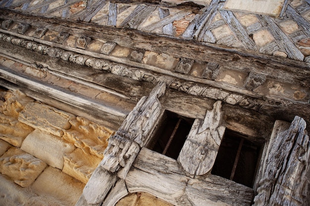 Close up of a medieval house in St Emilion French village