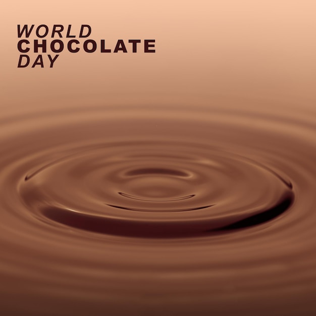 Close up melted liquid dark chocolate for background World chocolate day concept Sweet and energy snack