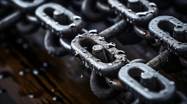 close up of a metal chain chain with links a background with a heavy metal chain