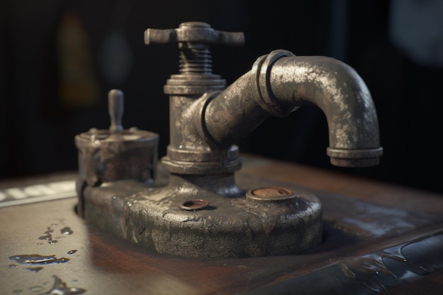 A close up of a metal pipe with the word " steam " on it