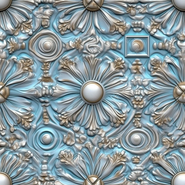 A close up of a metal surface with a decorative design generative ai