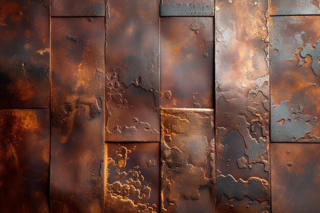 a close up of a metal wall with rust and rusted paint generative ai