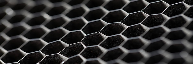 Close-up of metallic hexagon shapes macro shot.