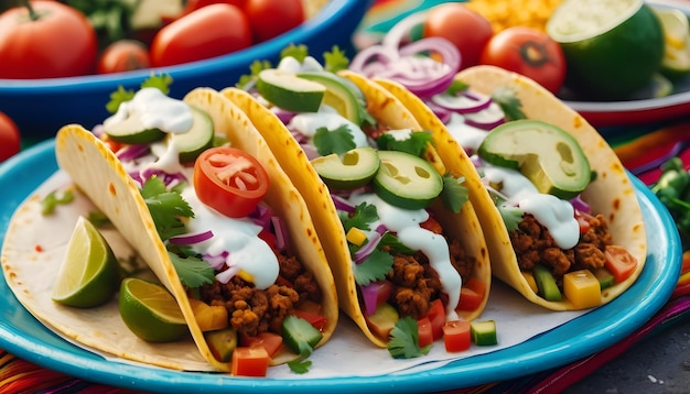 Close up mexican food tacos