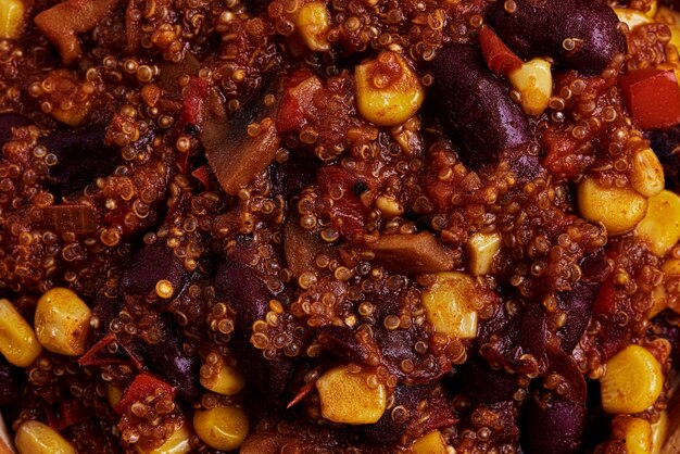 close up Mexican quinoa salad with chili