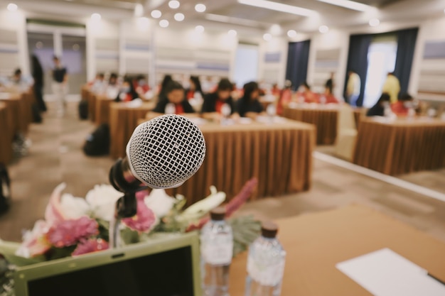 Close up microphone in a meeting room