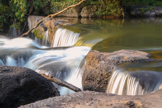 Close up mini waterfall in thailand