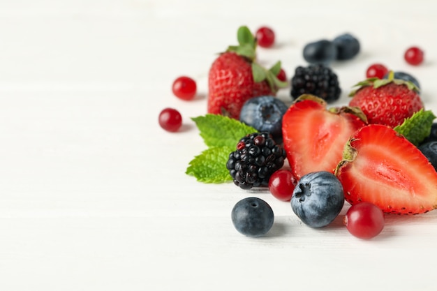 Close up on mix of various fresh berries