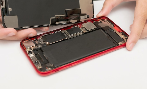 Close up mobile phone repair