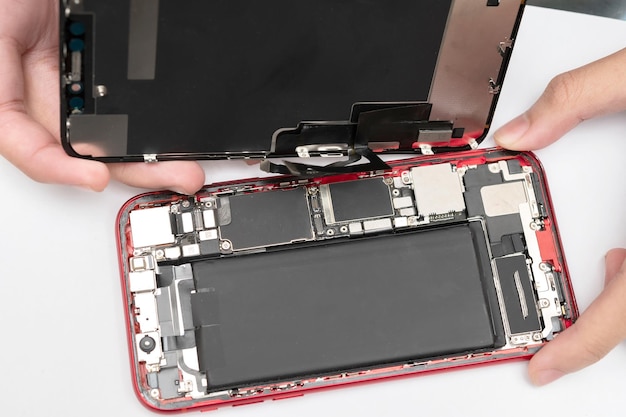 Close up mobile phone repair