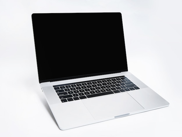 Close up. modern laptop on a white background. new technology.