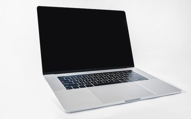 Close up. modern laptop on a white background. new technology.