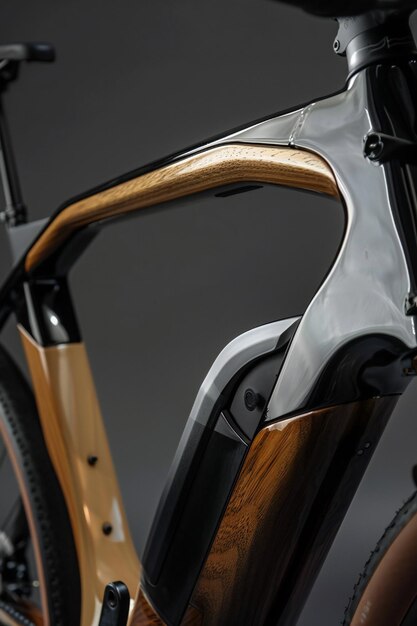 Photo close up of a modern minimalist contemporary electric bike frame