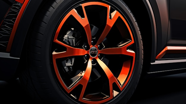 Close up of modern rim of SUV