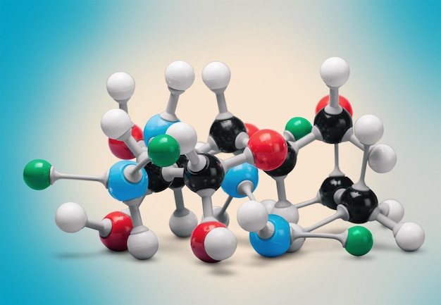 Close up of Molecular structure model on background