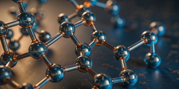 Photo a close up of a molecular structure with a blue bead on it