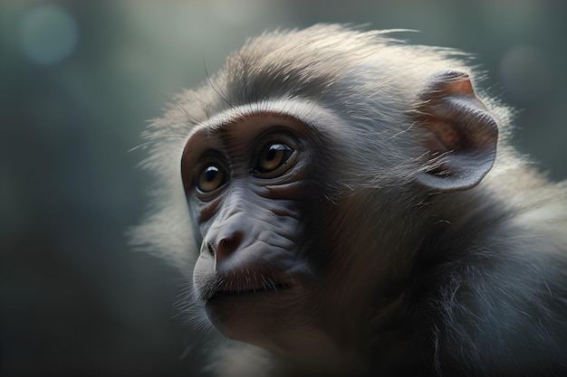 A close up of a monkey's face