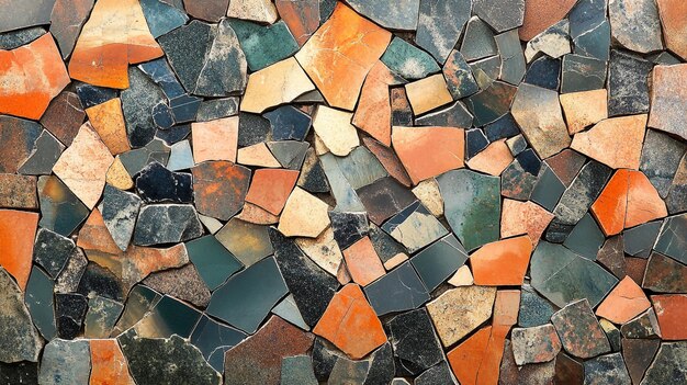 a close up of a mosaic table with a few pieces of glass and one of the stones