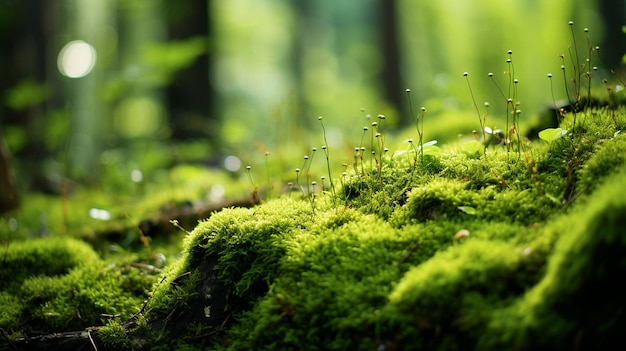 Close Up Moss Covered Forest Floor