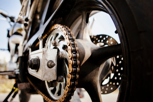 Close up motorbike wheel details