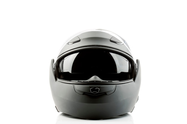 Close up on motorcycle helmet isolated