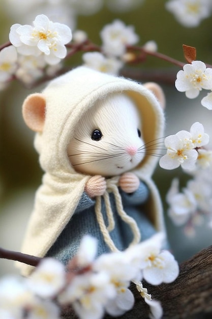 Close up of a mouse with a hood on generative ai