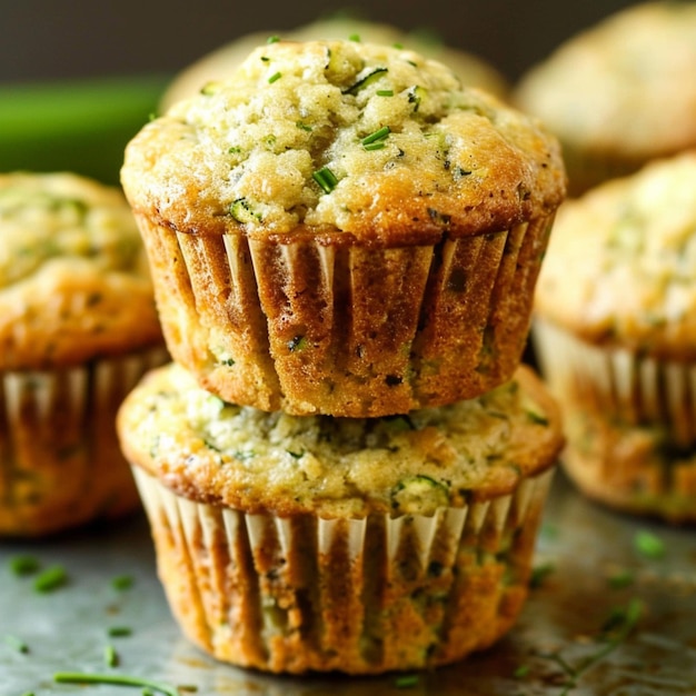 Photo a close up of a muffin stacked on top of each other generative ai