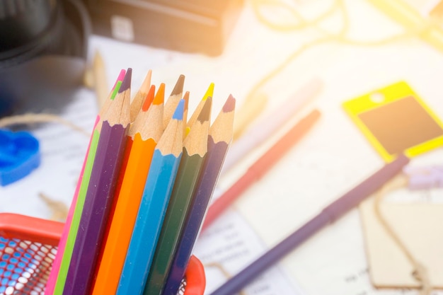 Close-up of multi colored pencils