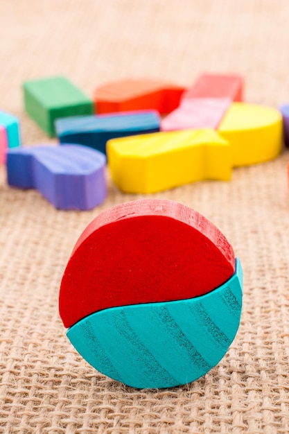 Photo close-up of multi colored toy on table