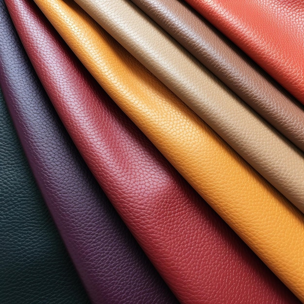 Close up multicolor of leathers background folded leathers texture Faux leather fabric leatherette fabric for clothing