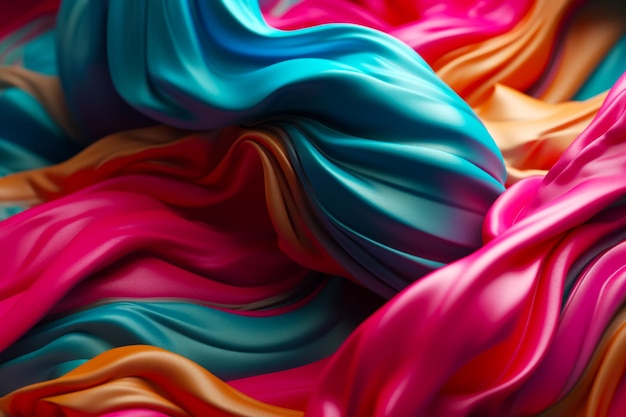 Close up of multicolored cloth with very large amount of folds Generative AI