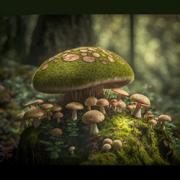 close up of a mushroom in the forest generative AI