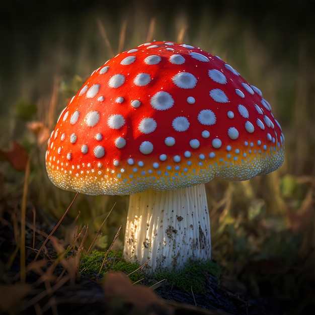 close up of a mushroom in the forest generative AI