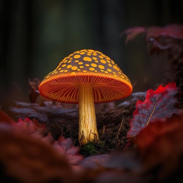 close up of a mushroom in the forest generative AI