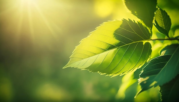 Close up of nature view green leaf on blurre background