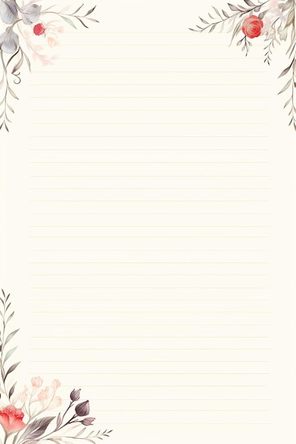 A close up of a note paper with a floral border