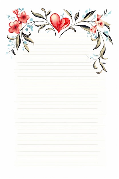 A close up of a note paper with a floral border