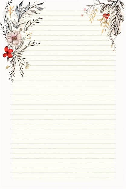 A close up of a note paper with a floral border