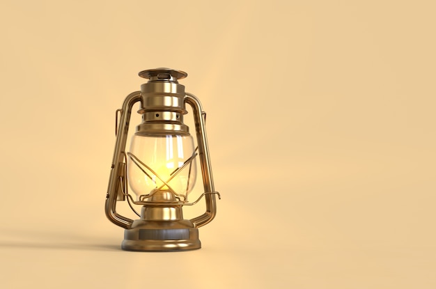 Close up on old style lantern isolated