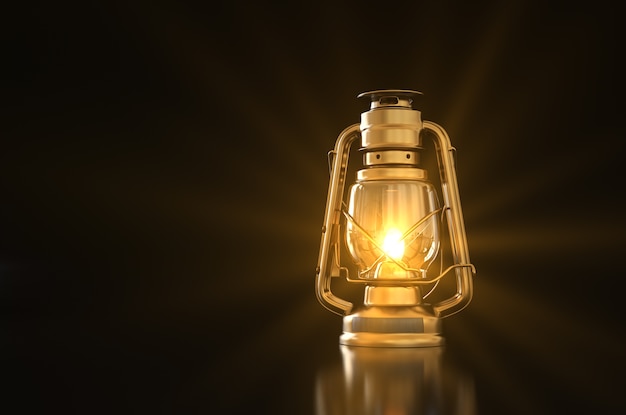 Close up on old style lantern isolated