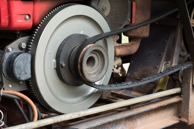 Close-up of old tractor engine