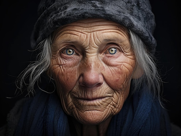 a close up of an old woman