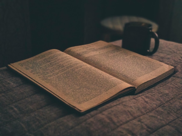 Close-up of open book on table