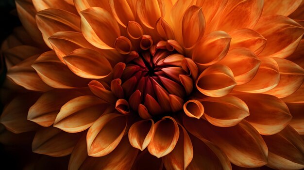 Close up of orange Dahlia petals background generative AI