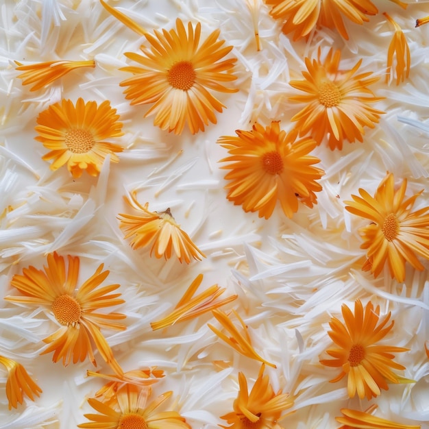 A close up of orange flowers with white stems