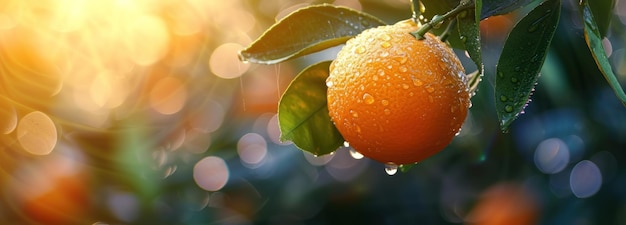 Close Up of Orange Growing on Tree