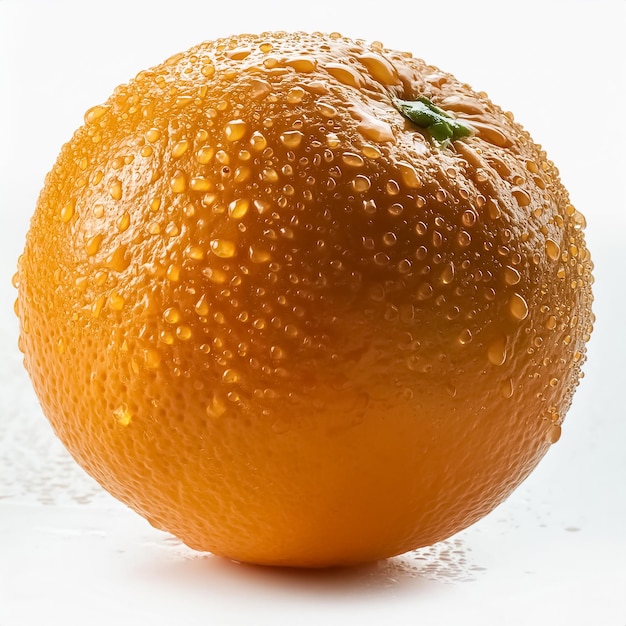 a close up of an orange with drops of water on it