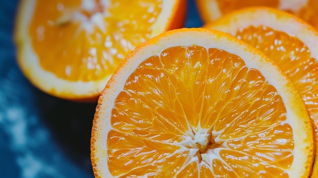 a close up of the oranges cut in half