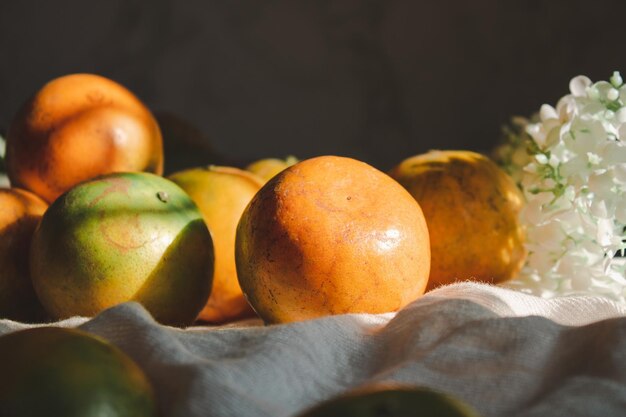 Close-up of oranges on table