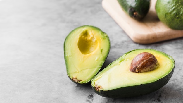 Close-up organic avocado on the table